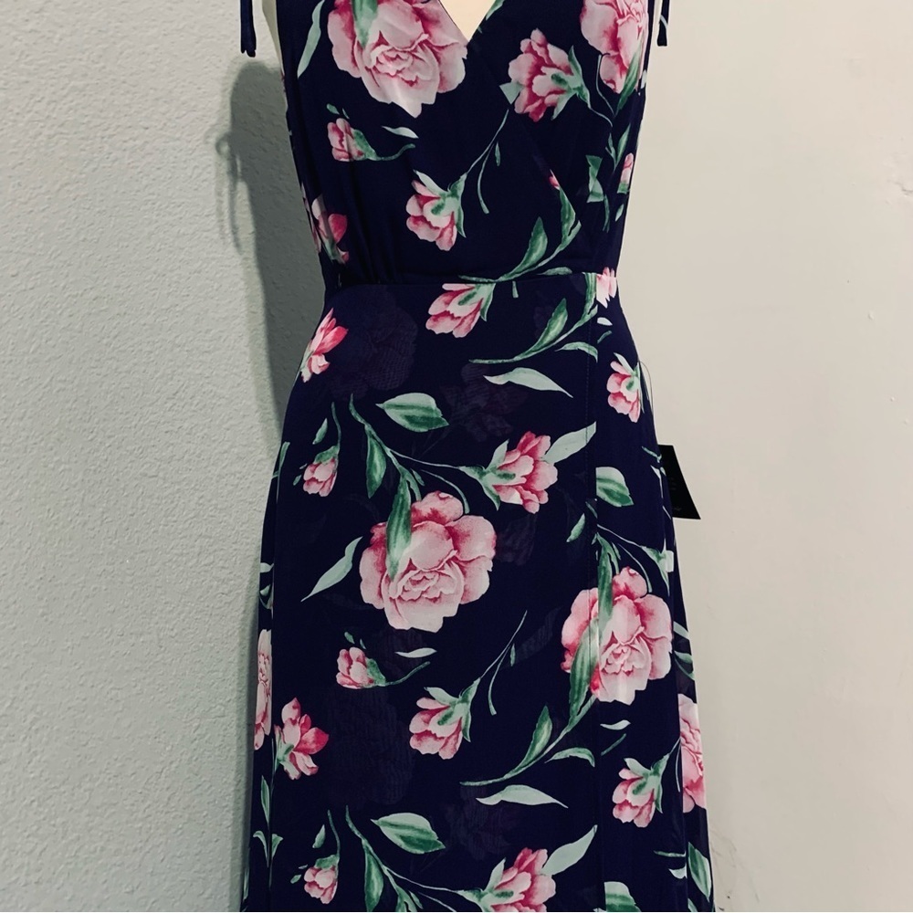 Lulu’s New V-Neck Sleeveless Navy Floral Print Maxi Prom Bridesmaid Dress Size M - Picture 15 of 16